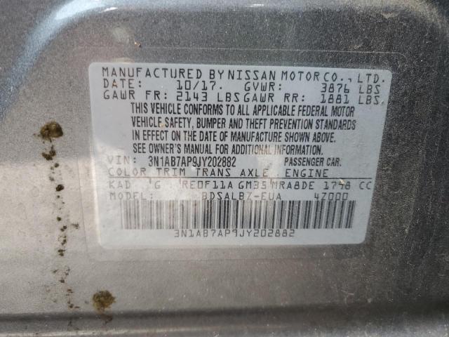 2018 Nissan Sentra S VIN: 3N1AB7AP9JY202882 Lot: 45873824