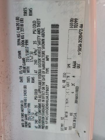 2017 Ford Escape Se VIN: 1FMCU0GD6HUA37807 Lot: 47034294