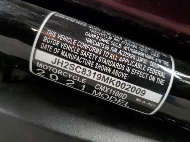 2021 HONDA CMX1100 D - JH2SC8319MK002009