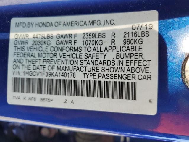 2019 HONDA ACCORD SPO - 1HGCV1F39KA140178