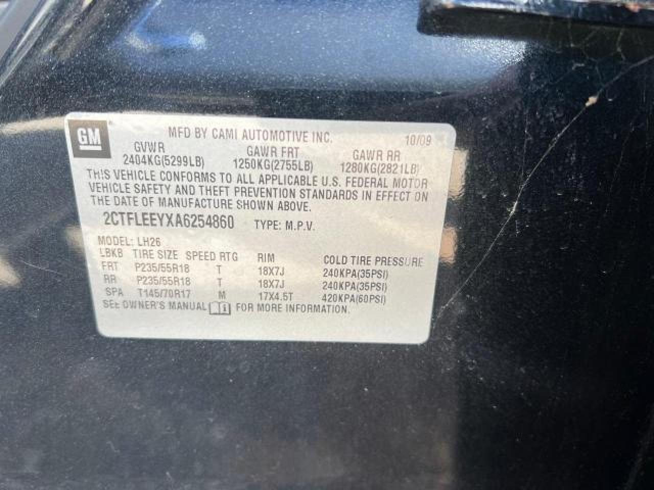 2CTFLEEYXA6254860 2010 GMC Terrain Sle