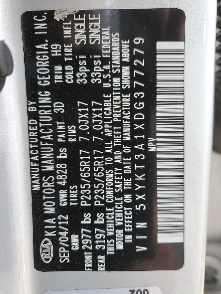 5XYKT3A1XDG377279 2013 Kia Sorento Lx