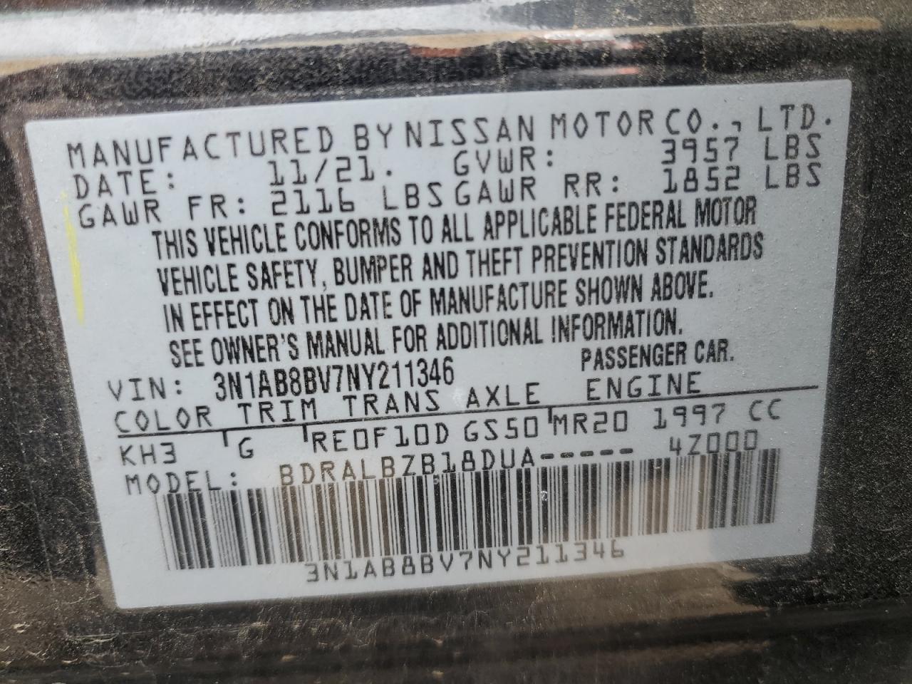 Lot #2423570091 2022 NISSAN SENTRA S