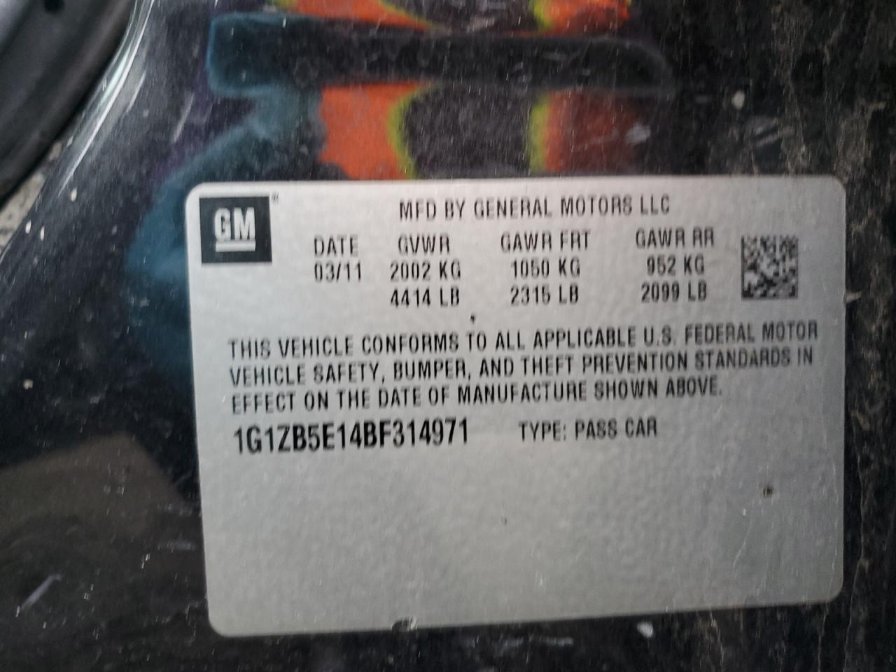 1G1ZB5E14BF314971 2011 Chevrolet Malibu Ls