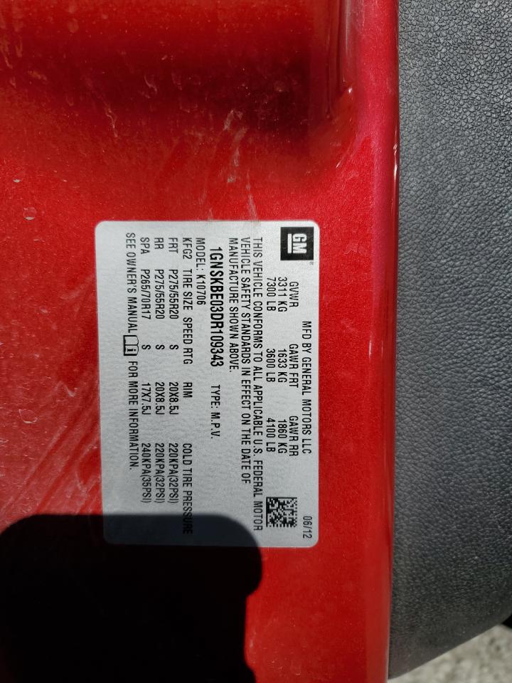 1GNSKBE03DR109343 2013 Chevrolet Tahoe K1500 Lt