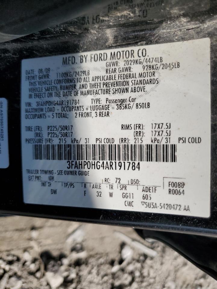 3FAHP0HG4AR191784 2010 Ford Fusion Se