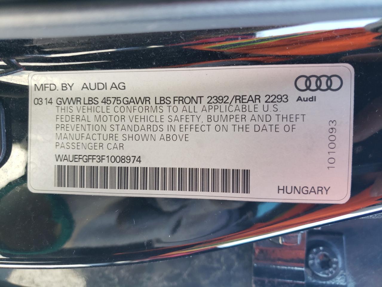 2015 Audi A3 Premium Plus vin: WAUEFGFF3F1008974