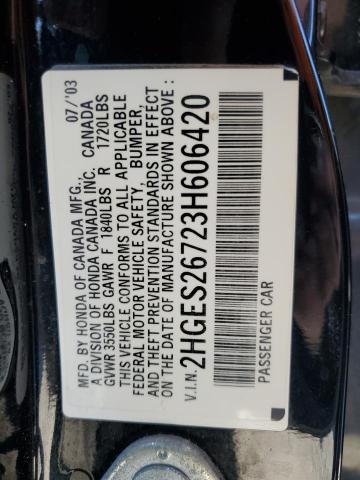2003 Honda Civic Ex VIN: 2HGES26723H606420 Lot: 48024464