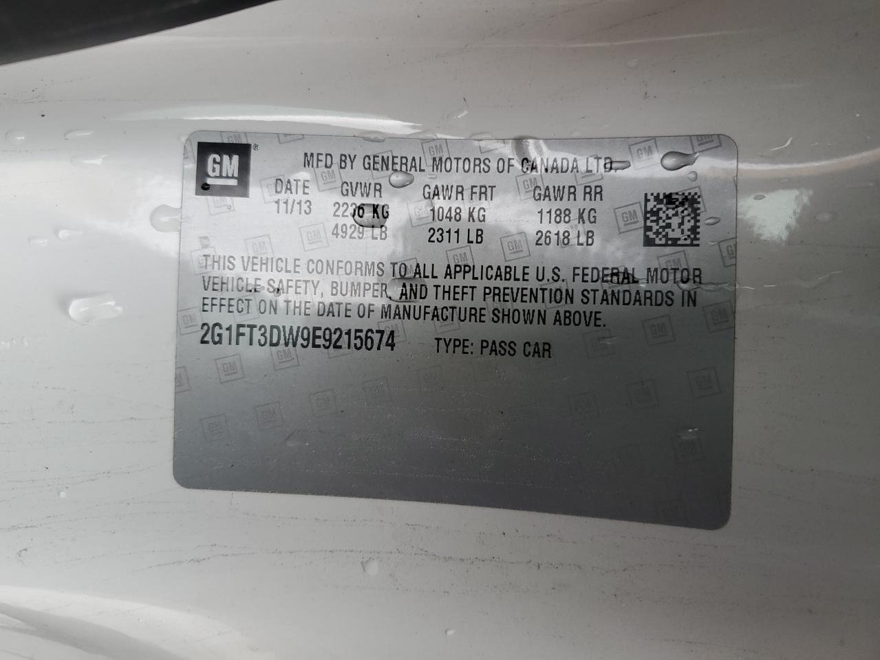 2G1FT3DW9E9215674 2014 Chevrolet Camaro 2Ss