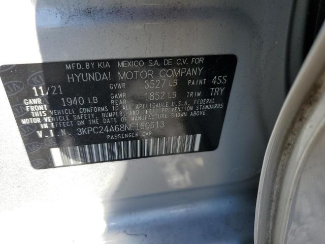 VIN 3KPC24A68NE160613 2022 HYUNDAI ACCENT no.12