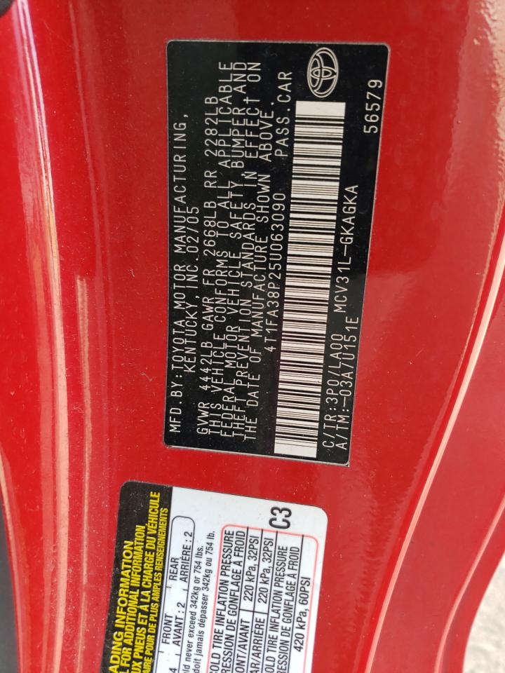 4T1FA38P25U063090 2005 Toyota Camry Solara Se