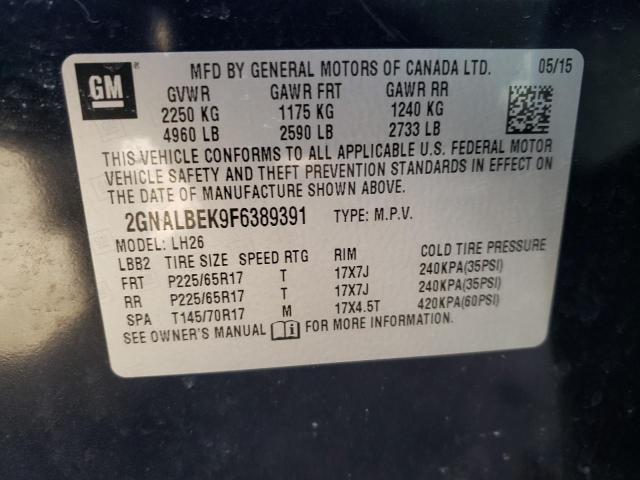 Lot #2438652521 2015 CHEVROLET EQUINOX LT salvage car