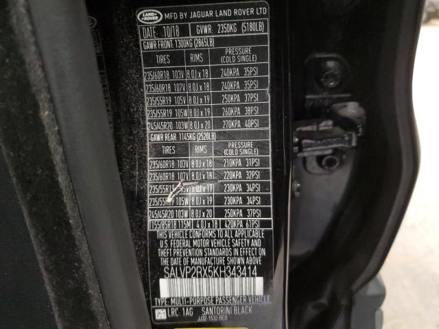 2019 LAND ROVER RANGE ROVE - SALVP2RX5KH343414
