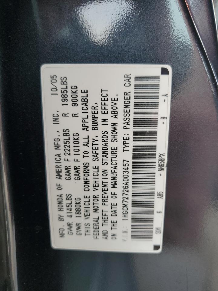 1HGCM72726A003457 2006 Honda Accord Ex