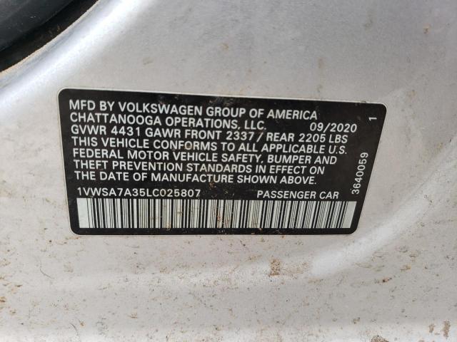 2020 VOLKSWAGEN PASSAT SE - 1VWSA7A35LC025807