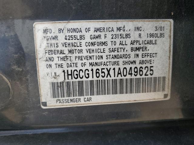 1HGCG165X1A049625 | 2001 Honda accord ex