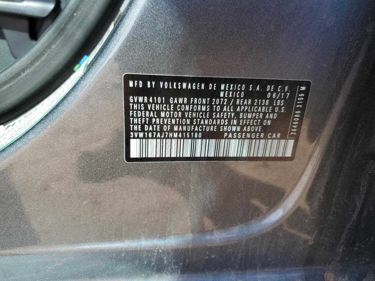 3VW167AJ7HM415180 2017 Volkswagen Jetta S