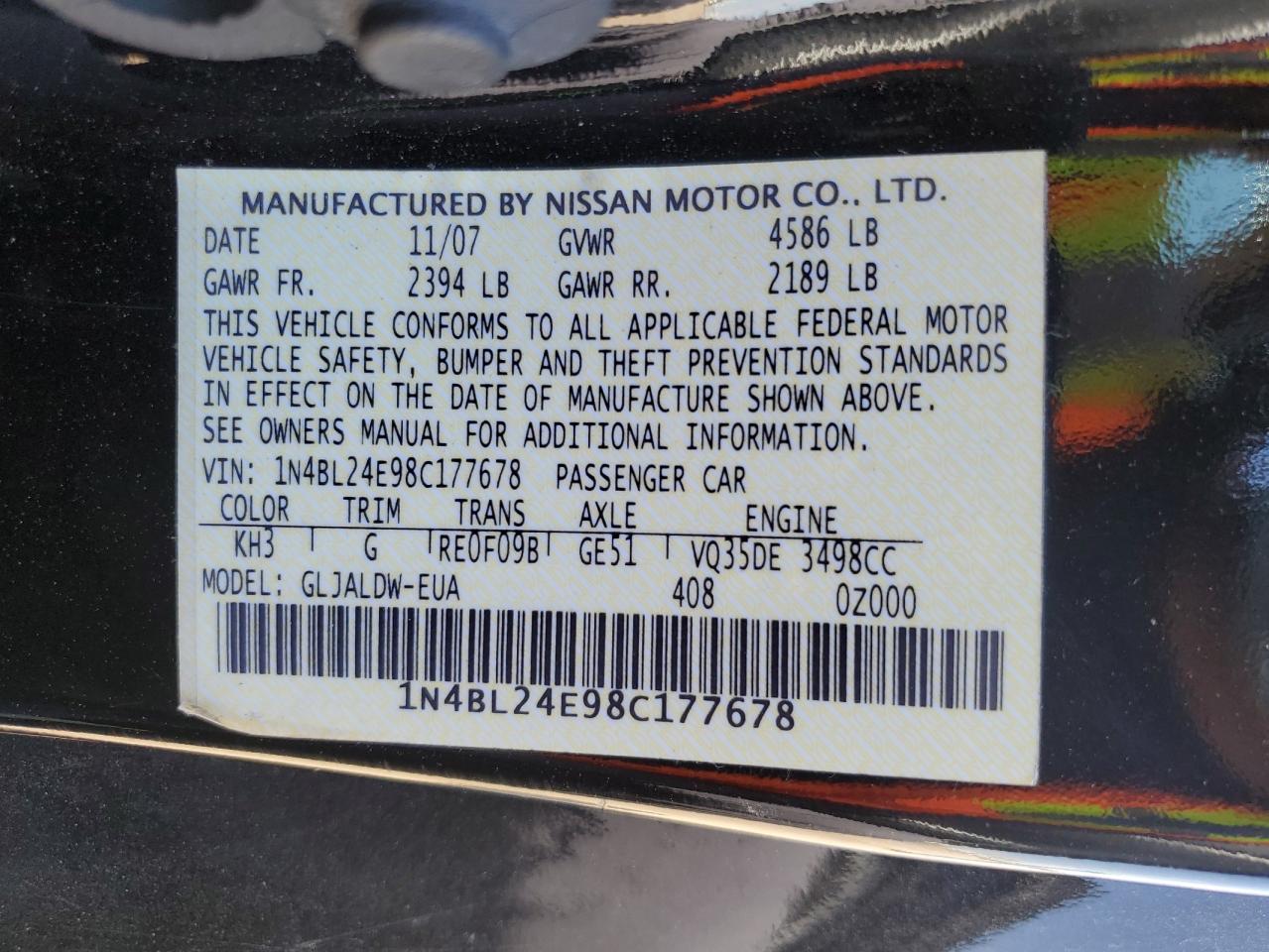 1N4BL24E98C177678 2008 Nissan Altima 3.5Se