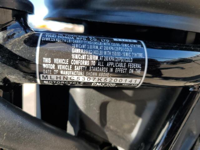 2019 HONDA CMX300 - MLHNC5307K5200141