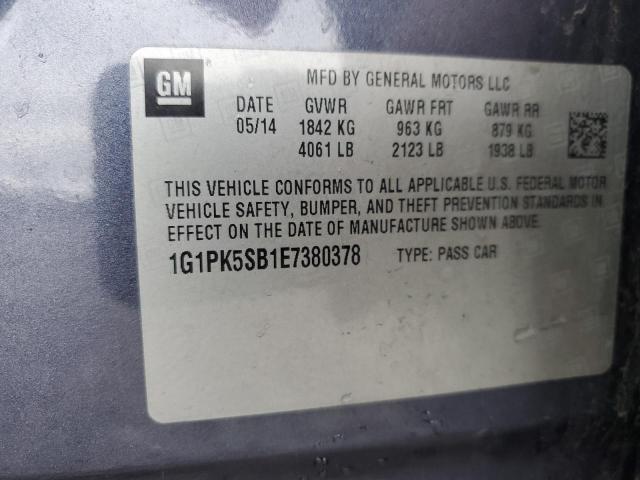 2014 Chevrolet Cruze Lt VIN: 1G1PK5SB1E7380378 Lot: 45622304