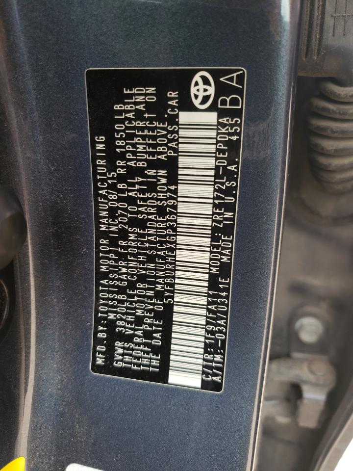 5YFBURHEXGP367974 2016 Toyota Corolla L