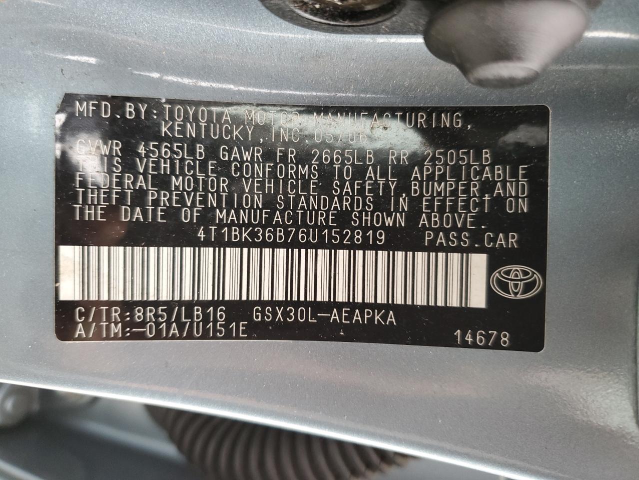 4T1BK36B76U152819 2006 Toyota Avalon Xl