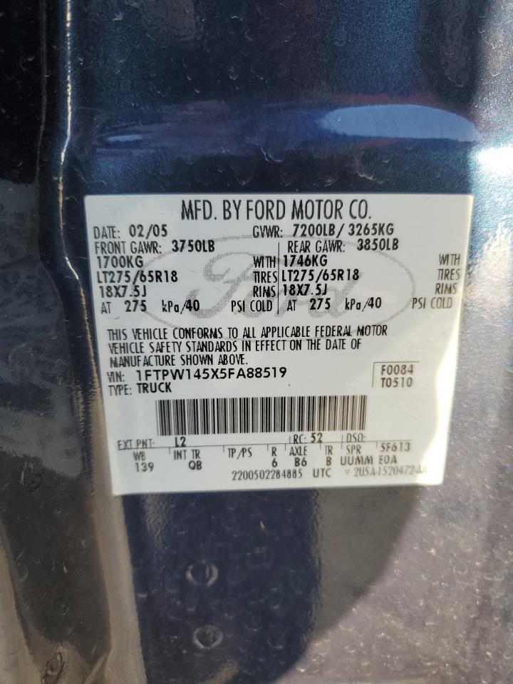 1FTPW145X5FA88519 2005 Ford F150 Supercrew
