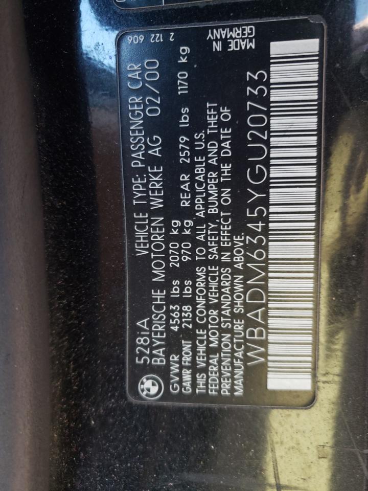 WBADM6345YGU20733 2000 BMW 528 I Automatic