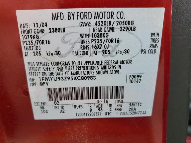 1FMYU93Z95KC80983 2005 Ford Escape Xlt