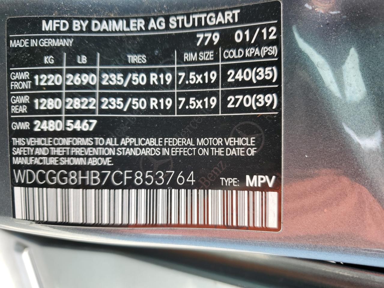 WDCGG8HB7CF853764 2012 Mercedes-Benz Glk 350 4Matic