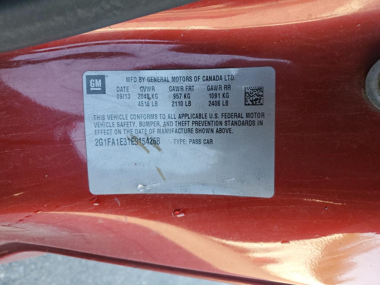 2G1FA1E31E9154268 2014 Chevrolet Camaro Ls