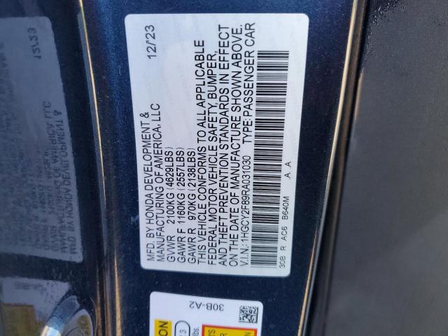 2024 Honda Accord Touring Hybrid VIN: 1HGCY2F89RA031030 Lot: 48485544