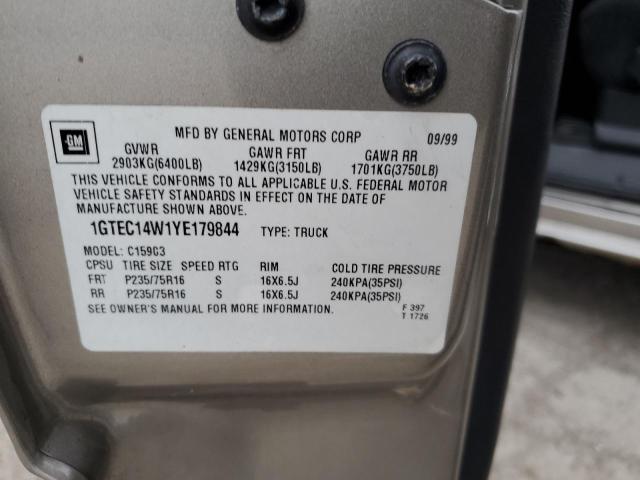 2000 GMC New Sierra C1500 VIN: 1GTEC14W1YE179844 Lot: 48406564