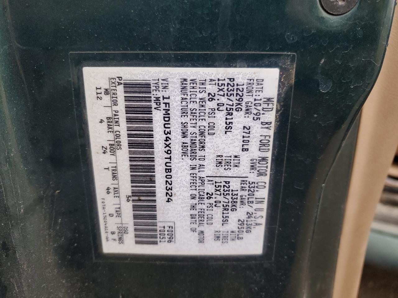 1FMDU34X9TUB02324 1996 Ford Explorer