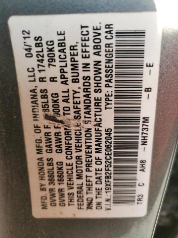 2012 Honda Civic Lx VIN: 19XFB2F52CE062045 Lot: 45714754