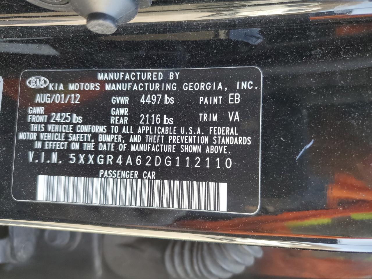 5XXGR4A62DG112110 2013 Kia Optima Sx