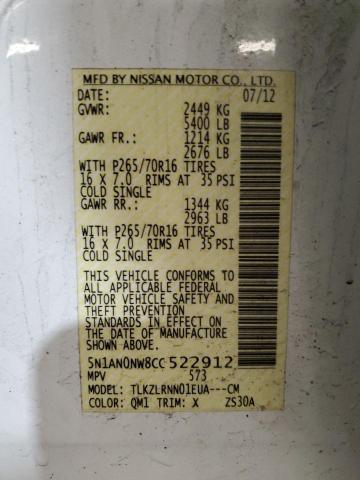 2012 NISSAN XTERRA OFF - 5N1AN0NW8CC522912