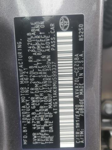 VIN 4T1G11AK8MU599337 2021 Toyota Camry, SE no.13