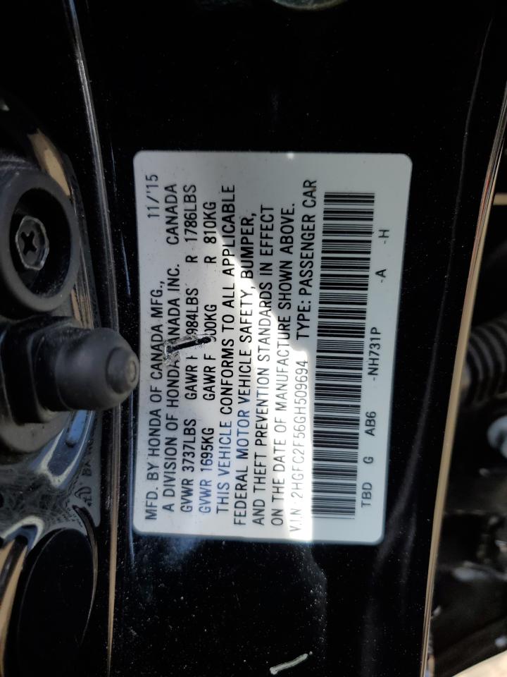 2016 Honda Civic Lx vin: 2HGFC2F56GH509694