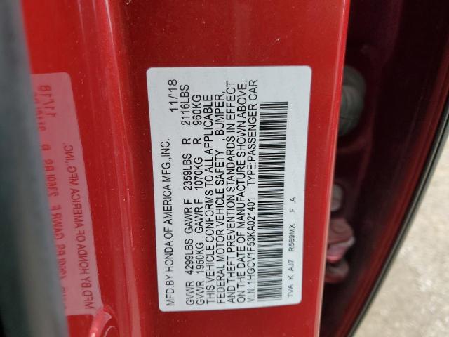 2019 HONDA ACCORD EXL - 1HGCV1F53KA021401