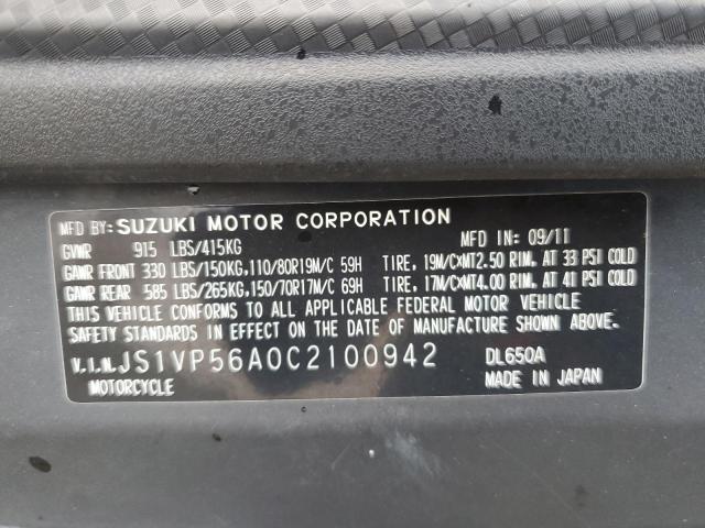 2012 SUZUKI DL650 A JS1VP56A0C2100942
