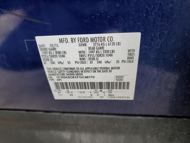 2015 Ford Explorer Xlt VIN: 1FM5K8D8XFGC48170 Lot: 44715054