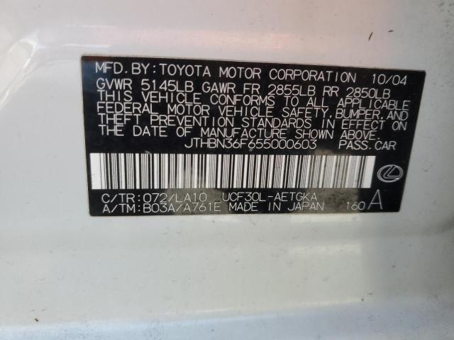 2005 Lexus Ls 430 VIN: JTHBN36F655000603 Lot: 45202574