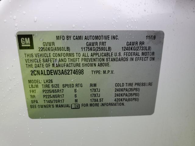 2CNALDEW3A6274698 | 2010 Chevrolet equinox lt