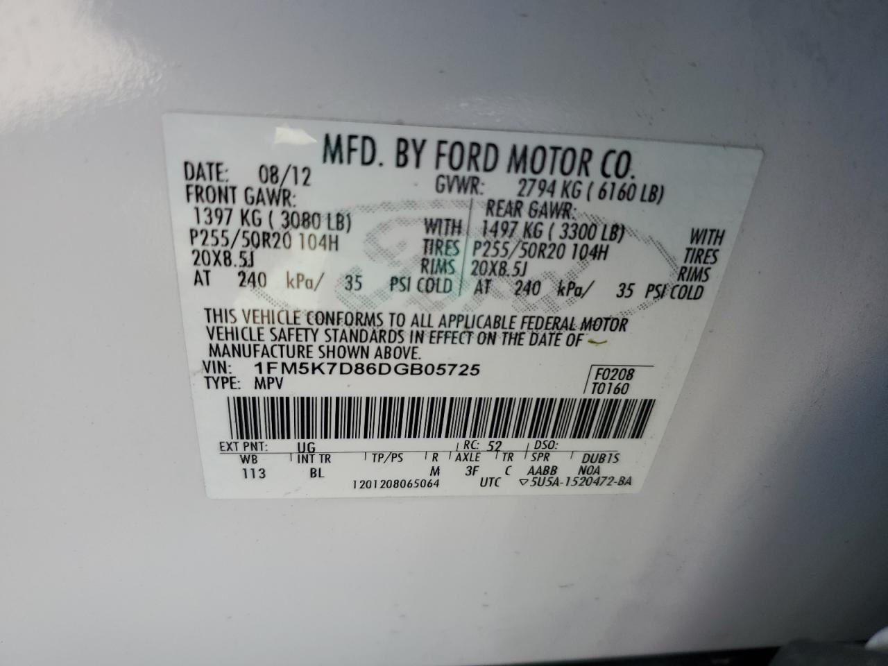 1FM5K7D86DGB05725 2013 Ford Explorer Xlt