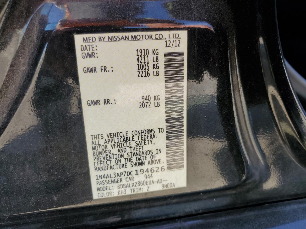 1N4AL3AP7DC194626 2013 Nissan Altima 2.5