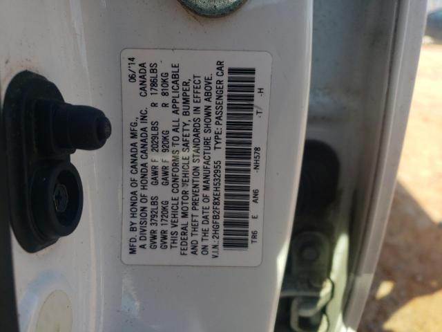 Lot #2443357802 2014 HONDA CIVIC EX salvage car
