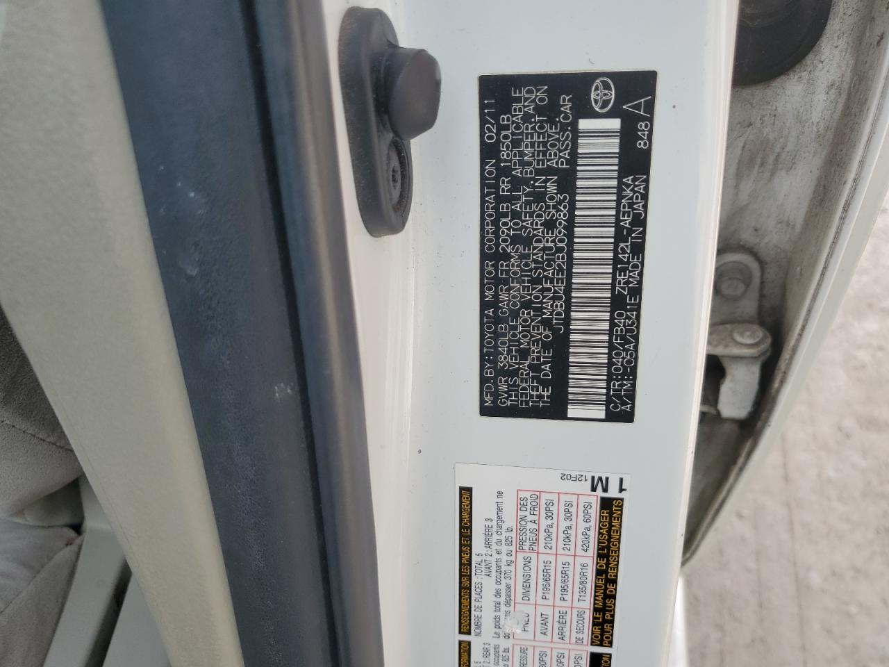 JTDBU4EE2BJ099863 2011 Toyota Corolla Base