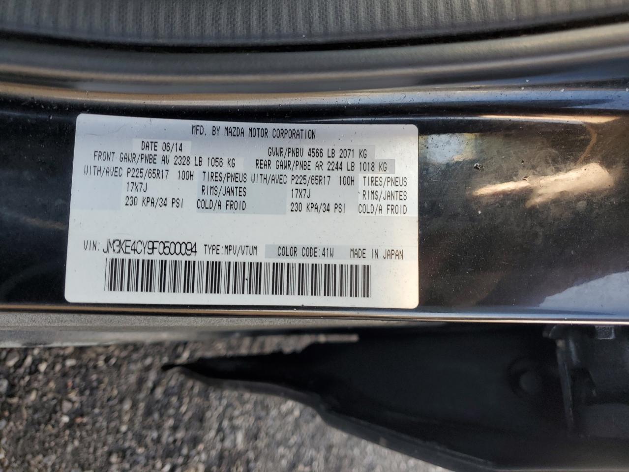 JM3KE4CY9F0500094 2015 Mazda Cx-5 Touring