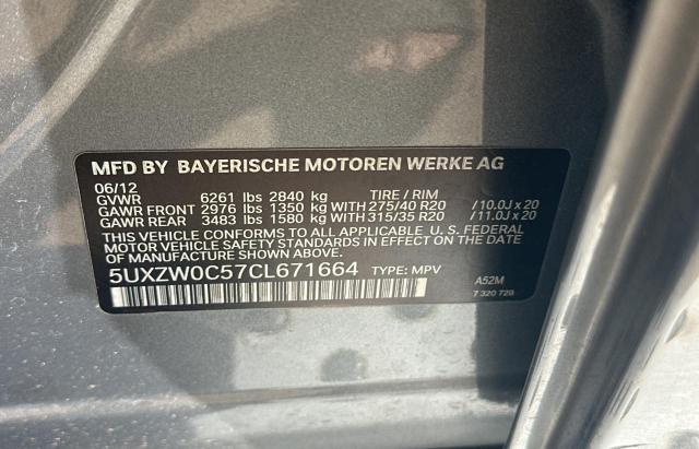 5UXZW0C57CL671664 2012 BMW X5, photo no. 10